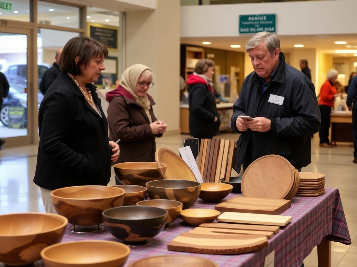 A vendor selling hand carved wooden items